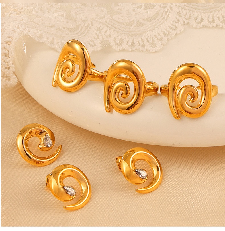 Niche Personality Spiral Twist Design Ring - Gold