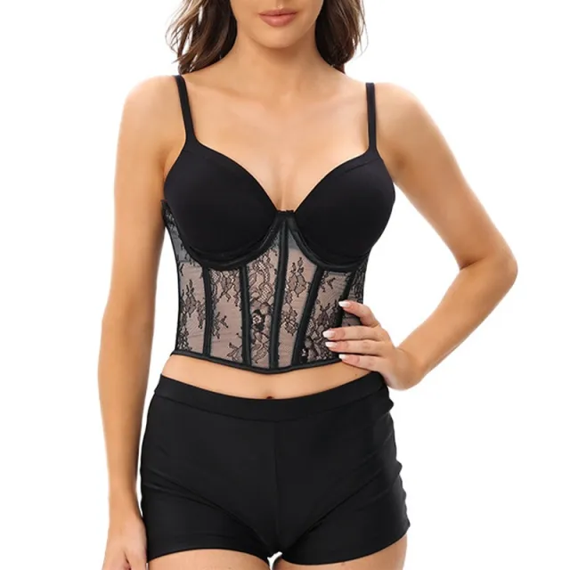 Mesh Corset Belly Contracting Small Waist Seal Mini Corset Black - Shop at LoveMi