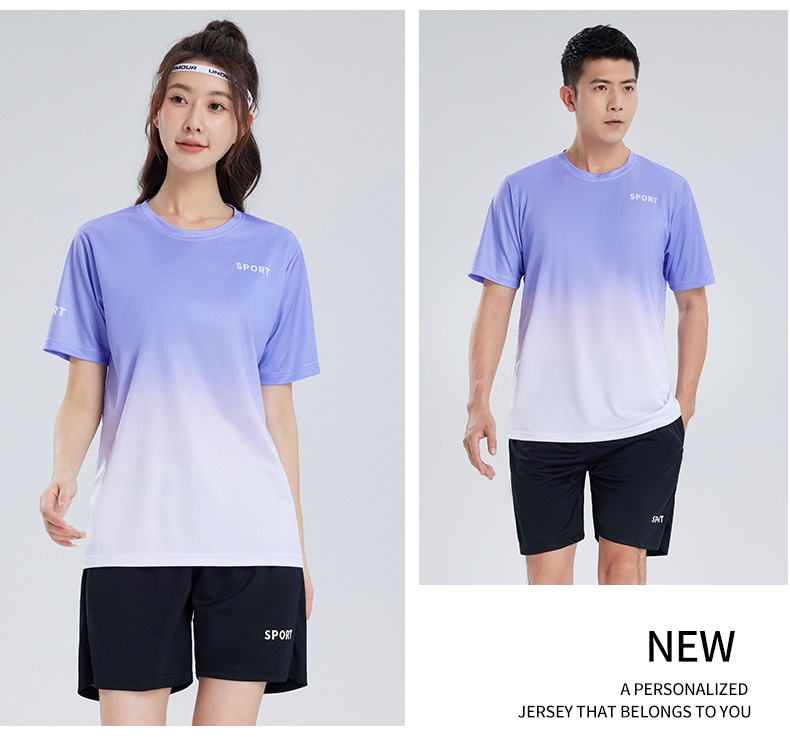 women's quick-dry workout t-shirt light blue gradient back view