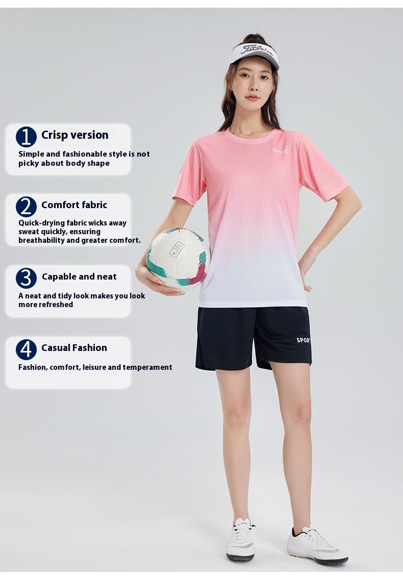 women's quick-dry workout t-shirt pink gradient front view