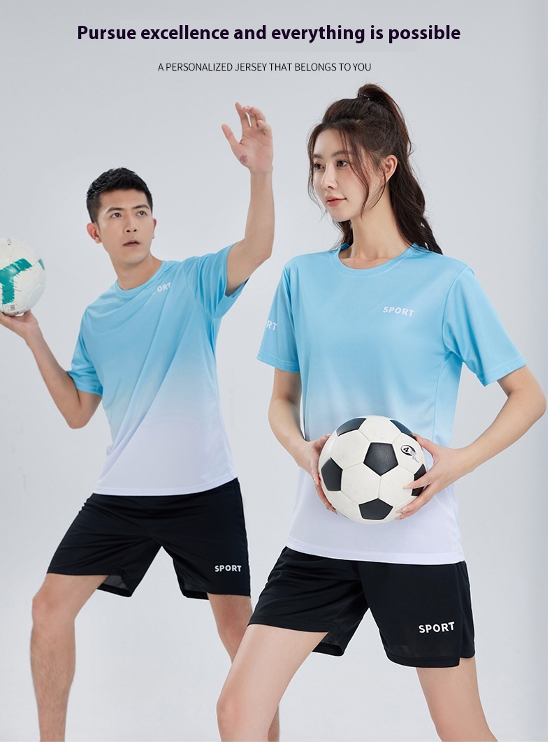 women's quick-dry workout t-shirt light blue gradient back view