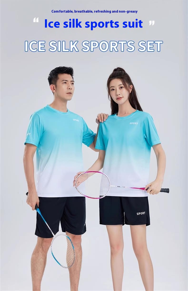 women's quick-dry workout t-shirt light blue gradient back view