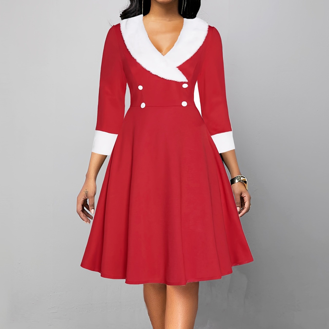 Dress European And American Women's Clothing Fashion Long Sleeve Fur Collar