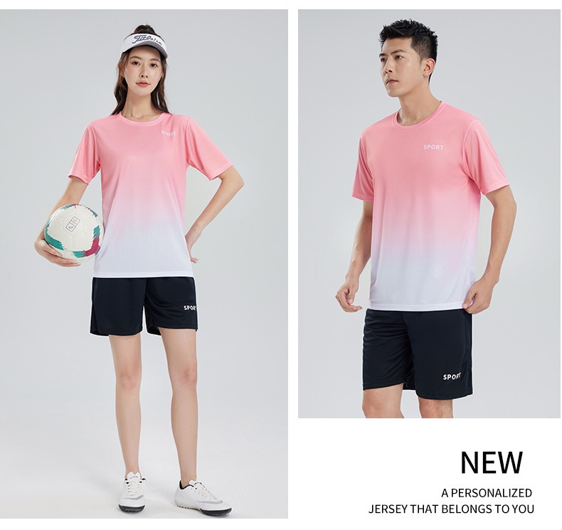 women's quick-dry workout t-shirt pink gradient front view