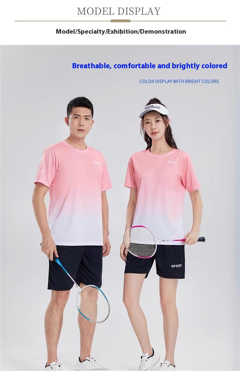 women's quick-dry workout t-shirt pink gradient front view