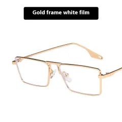 Women's Fashion Metal Frame Sunglasses Small Frame - Gold Frame White - View 1