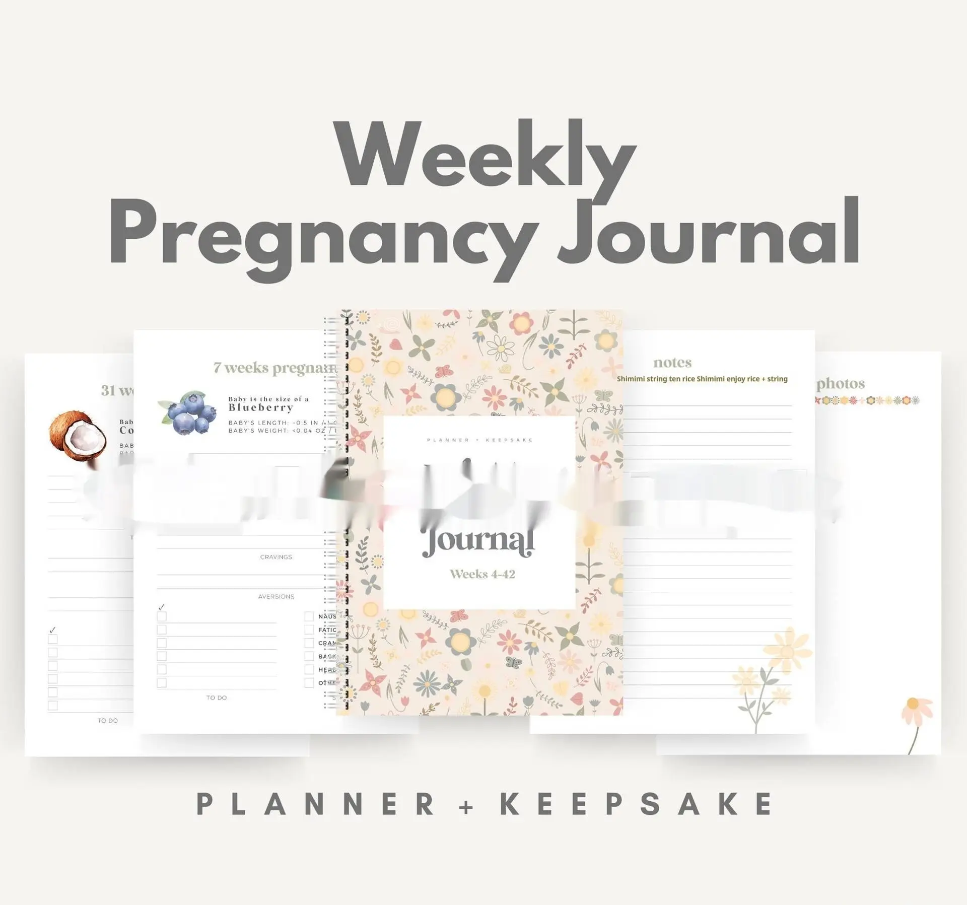 Weekly Pregnancy Diary Notebook Pregnancy Weekly