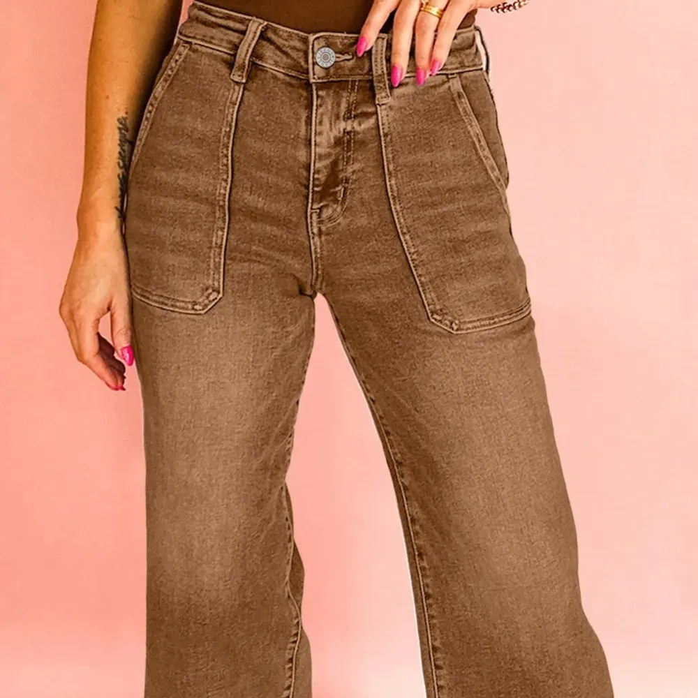 Breen Cropped High Rise Wide Leg Jeans