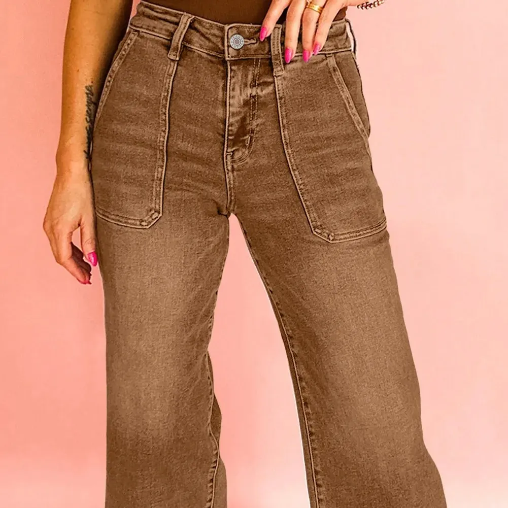 Breen Cropped High Rise Wide Leg Jeans - Breen