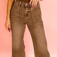Breen Cropped High Rise Wide Leg Jeans - Breen - View 1