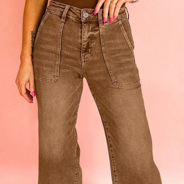 Breen Cropped High Rise Wide Leg Jeans Breen - Shop at LoveMi
