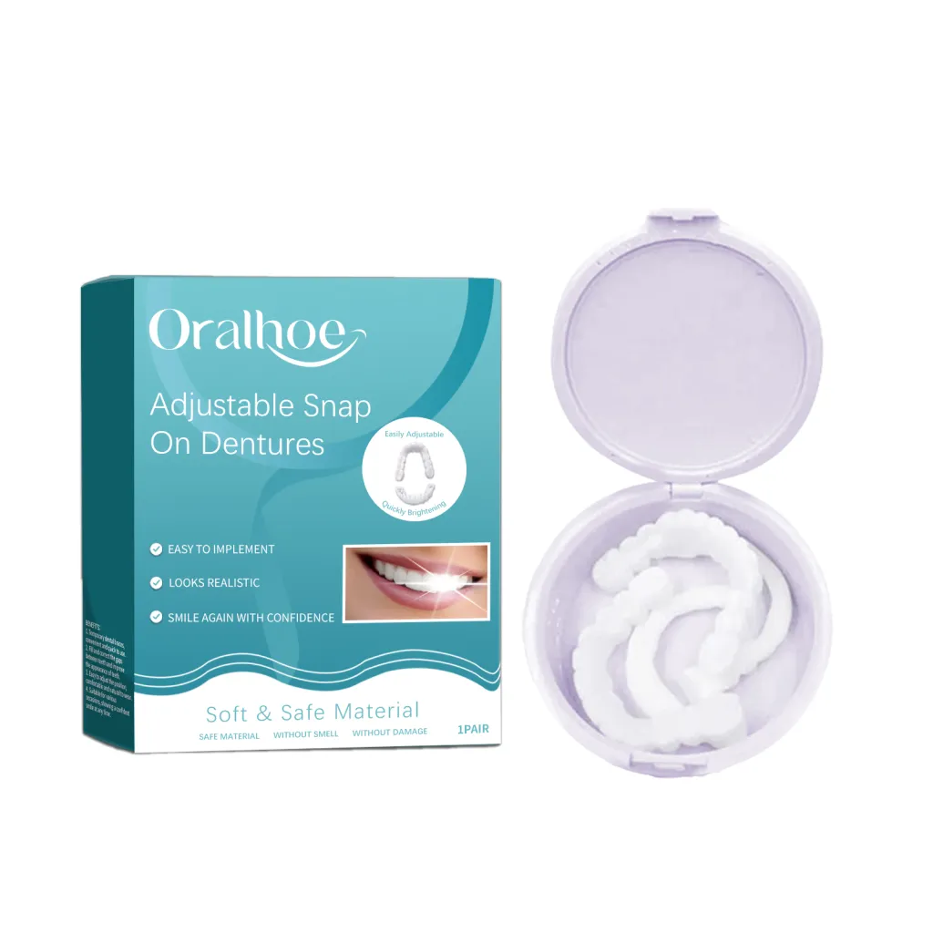 Oralhoe Adjustable Snap Dentures Comfortable Natural Temporary Fillings Braces Orthodontic Gap Kit - 2Pcs