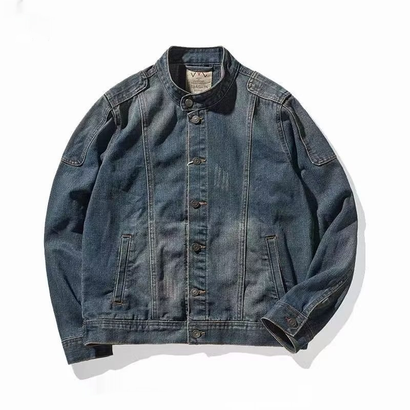 Top Denim Coat Men's Spring And Autumn Jacket Loose Stitching Korean Style