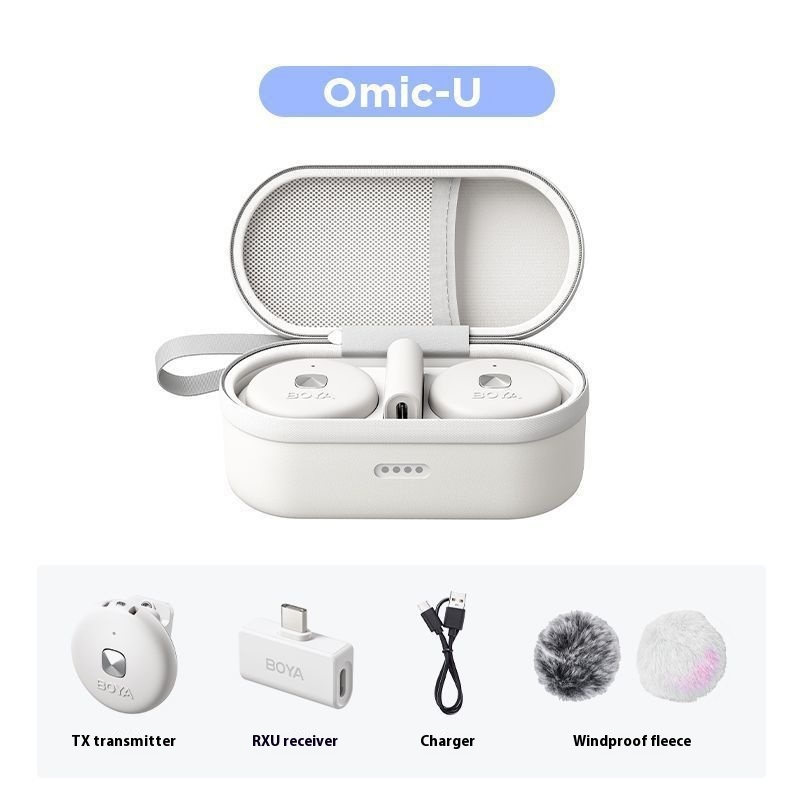 Boya Two-in-one Collar Clip Wireless Microphone – White Typ C One For Two