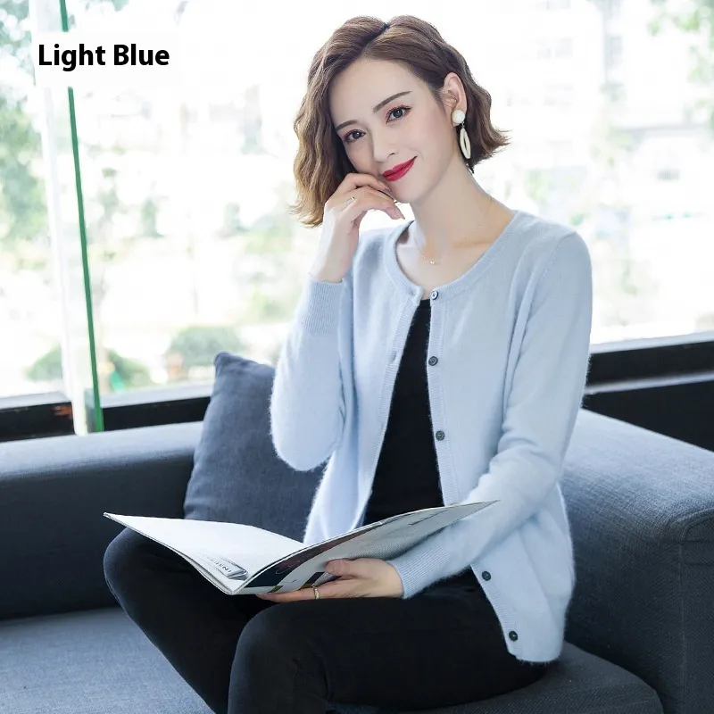 Mink Fur Cardigan Sweater Coat - Light Blue