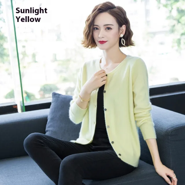 Mink Fur Cardigan Sweater Coat Daylight Yellow - Shop at LoveMi