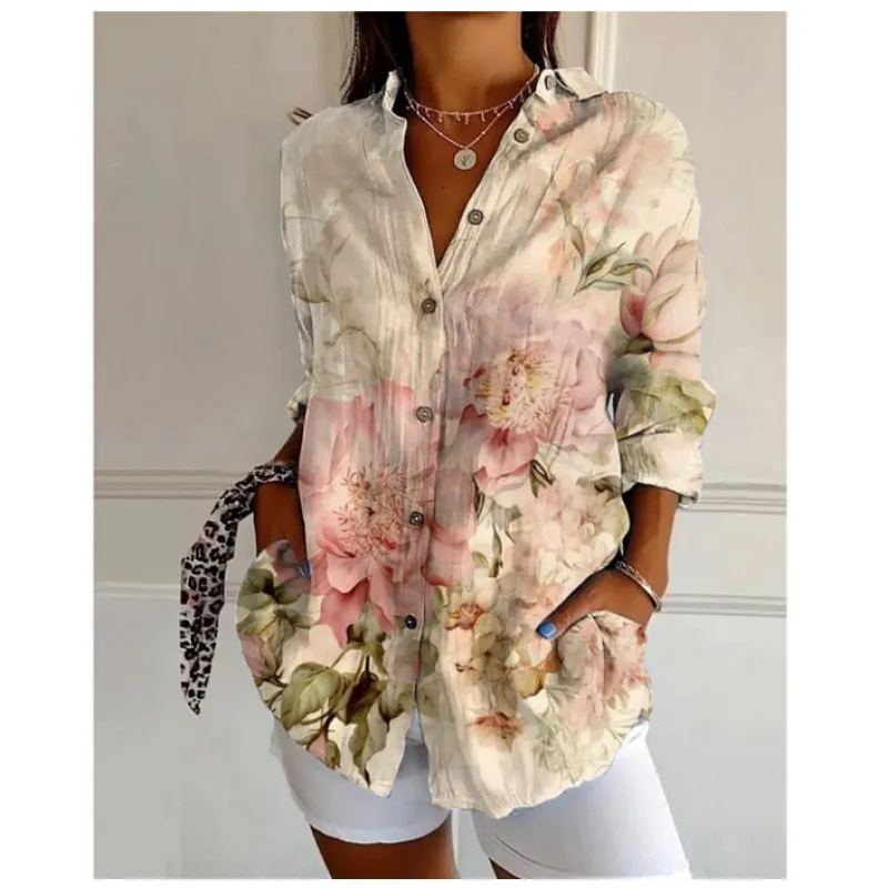 Color Matching Casual Loose Shirt Women's Clothing Button Top - 1 Style-M