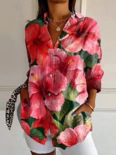 Colour Matching Casual Loose Shirt Women's Clothing Button Top - 2 Style-L - View 1