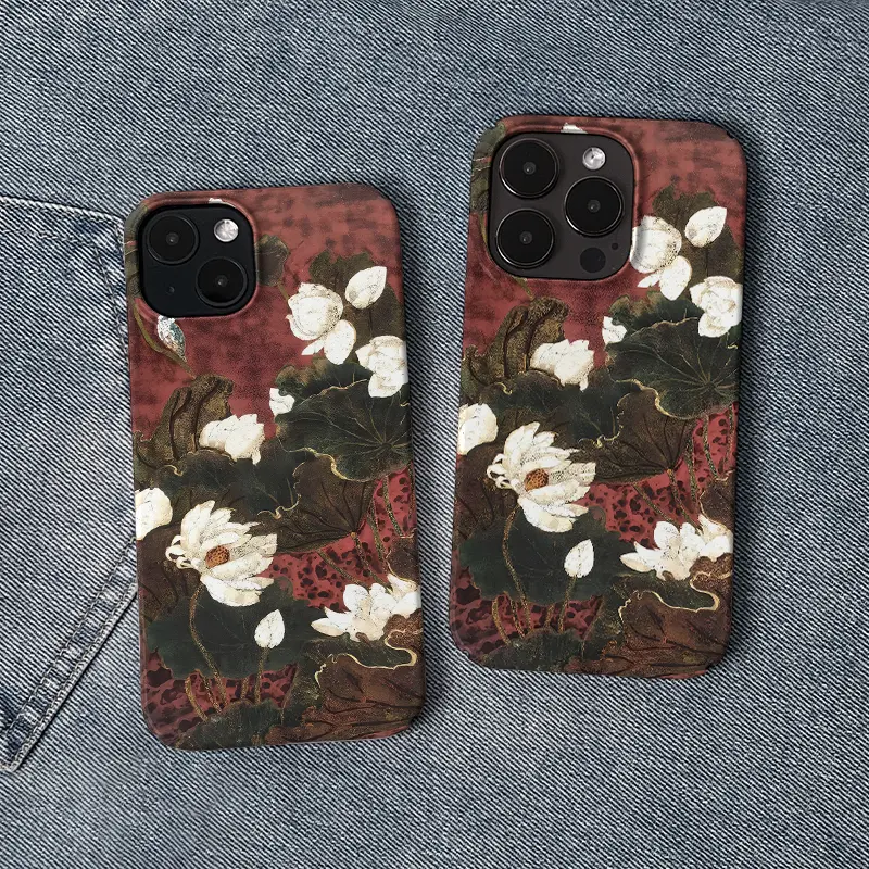 Chinese Style White Lotus Phone Case Design Sense Niche 15 Magnetic Suction