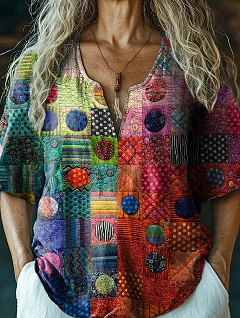 Women's Ethnic Geometric Print Casual Comfortable Cotton Shirt Muticolor - Shop at LoveMi