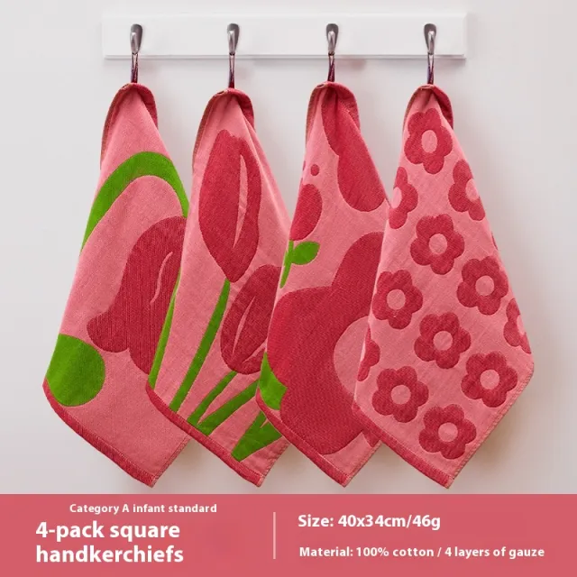 Cotton Gauze Square Towel Household Water absorbing Quick drying 4Pcs - Shop at LoveMi