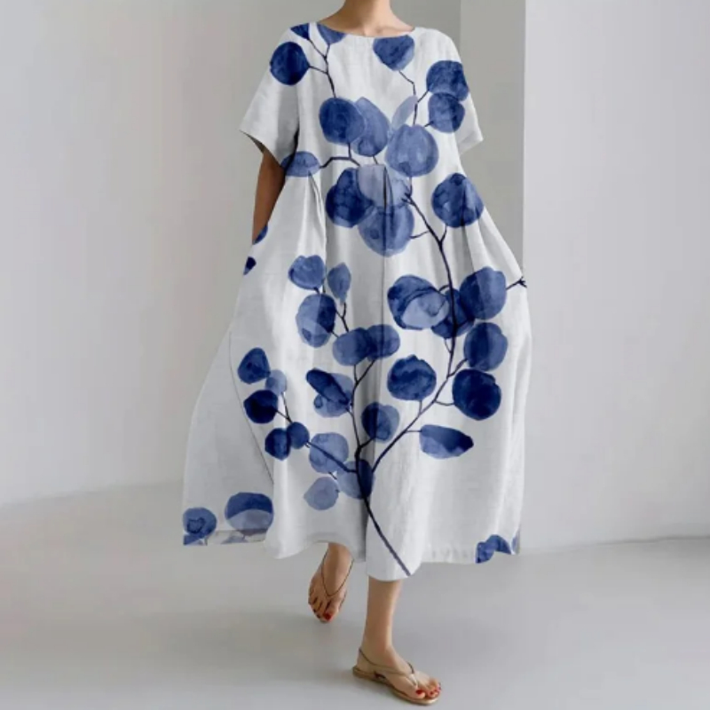 Loose Floral Print Midi Dress