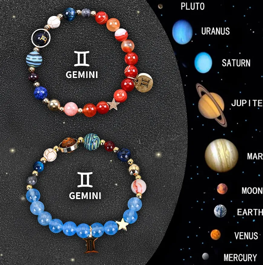 Twelve Zodiac Sign Beaded Bracelet Set - 9 Style