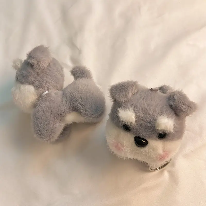 Cute Gray And White Puppy Earphone Case Plush Protective Cover