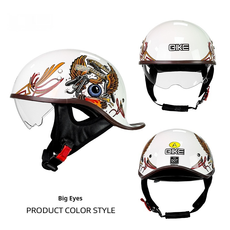 Electric Bicycle Retro Motorcycle Rocker Tail Half Helmet