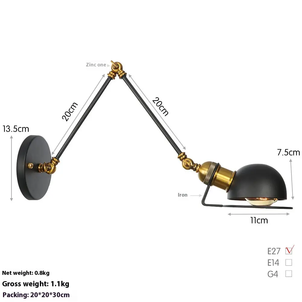 LED Fashion Study And Bedroom Bedside Long Arm Wall Lamp