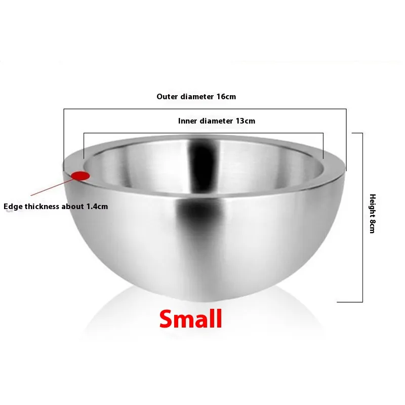 304 Stainless Steel Salad Bowl Salad Bowl Double Layer - Silver