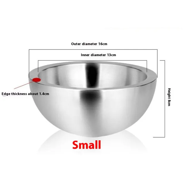 304 Stainless Steel Salad Bowl Salad Bowl Double Layer Silver - Shop at LoveMi