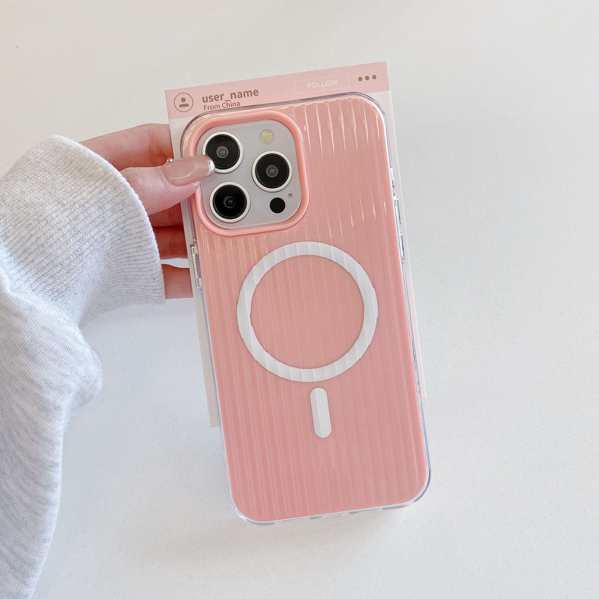 Magnetic Stripe Minimalist Solid Color Phone Case - Image 2