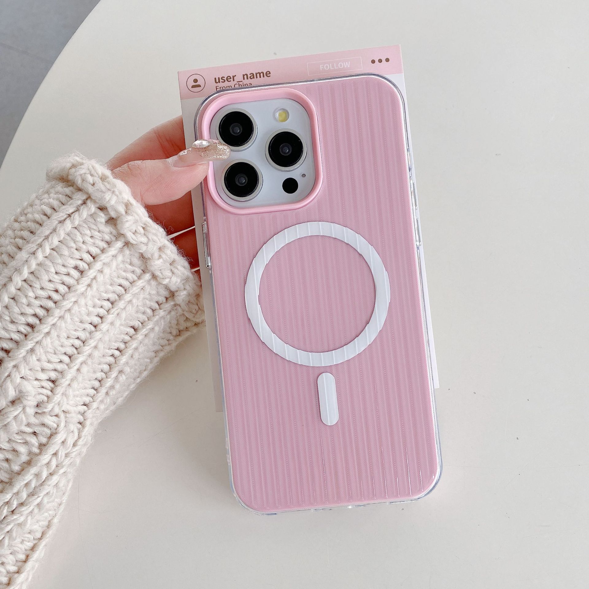 Magnetic Stripe Minimalist Solid Color Phone Case - Image 3