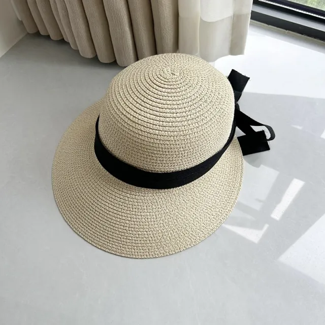 Sun Hat Women's Summer French Elegant Bow 421 Beige - Shop at LoveMi