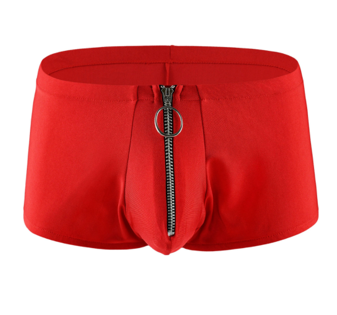Solid-color Underpants With Zippers And Tight Underpants