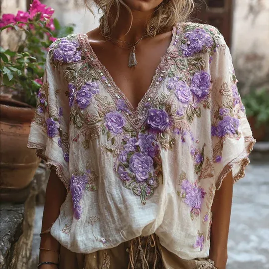 Elegant New Style Jacquard Off shoulder Short Sleeve Top Color3 - Shop at LoveMi