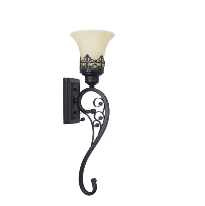 American Wrought Iron Background Wall Lamp, Single