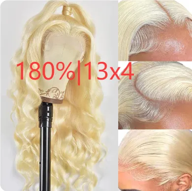 Hand woven Front Lace Synthetic Wigs Golden Big Wave Long Curly Hair F23133613 - Shop at LoveMi
