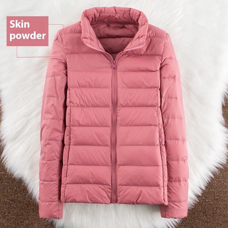 Stand-up Collar Down Short Lightweight And Extra Thick Slim Jacket