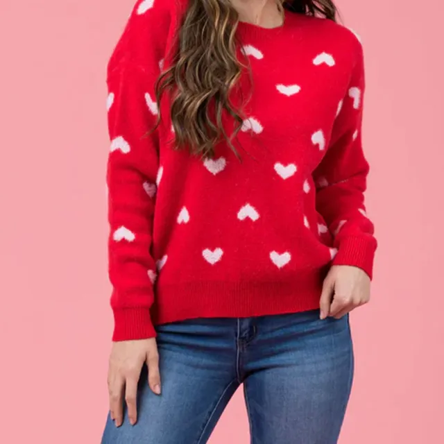 Love Loose fitting Women's Sweater Pullover Winter Red - Shop at LoveMi