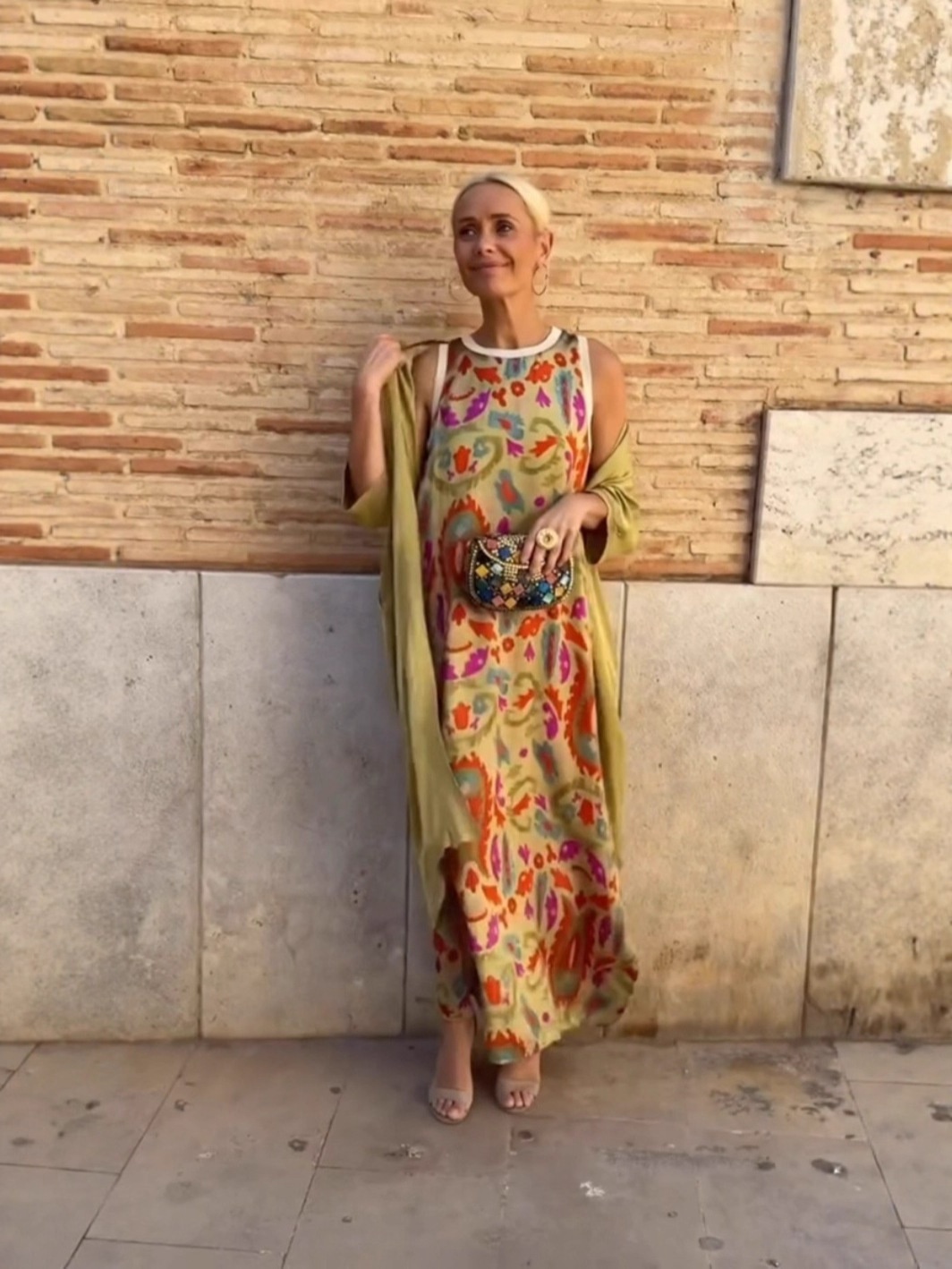 Printed Dress Two-piece Set With Cloak