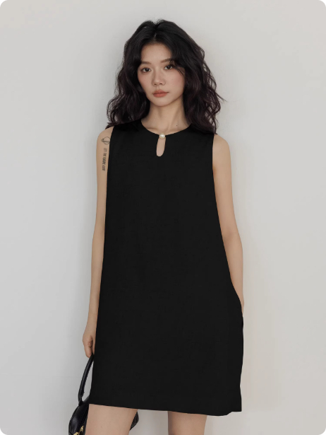 Summer Lazy Vacation Style Sleeveless Vest Dress Black - Shop at LoveMi