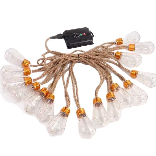 Outdoor Waterproof Solar Hemp Rope Globe Lighting Chain Camping Atmosphere Decoration