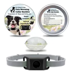 Pet Insect Repellent Button Collar Capsule Suit - Black - View 1