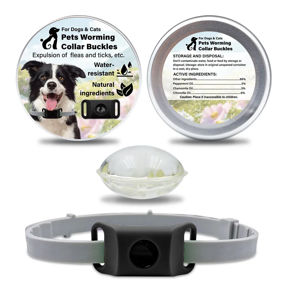 Pet Insect Repellent Button Collar Capsule Suit - Black