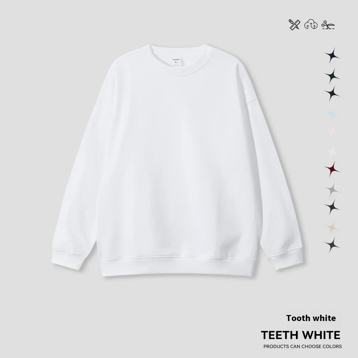 Round Neck Solid Color Hoodie Street Fashion Loose