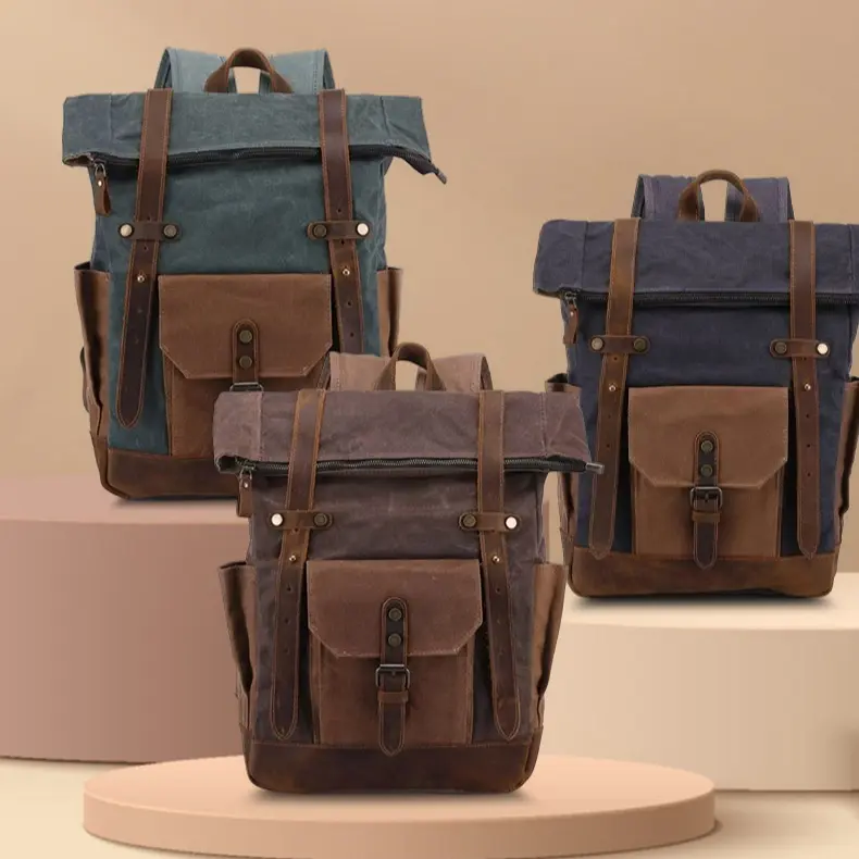 Vintage Oil Wax Waterproof Canvas Traveling Bag