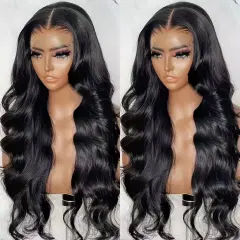 Big Wave Long Curly Hair Full Head Cover - Black - View 1