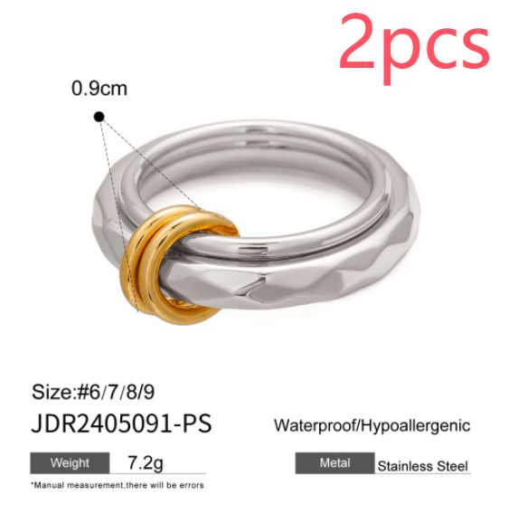 Color Matching Stainless Steel Ring Niche Exaggeration